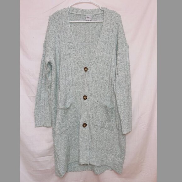 Cozy Casual Blue Long Sleeve Button Front Knit Cardigan Sweater size S/M - Picture 1 of 7